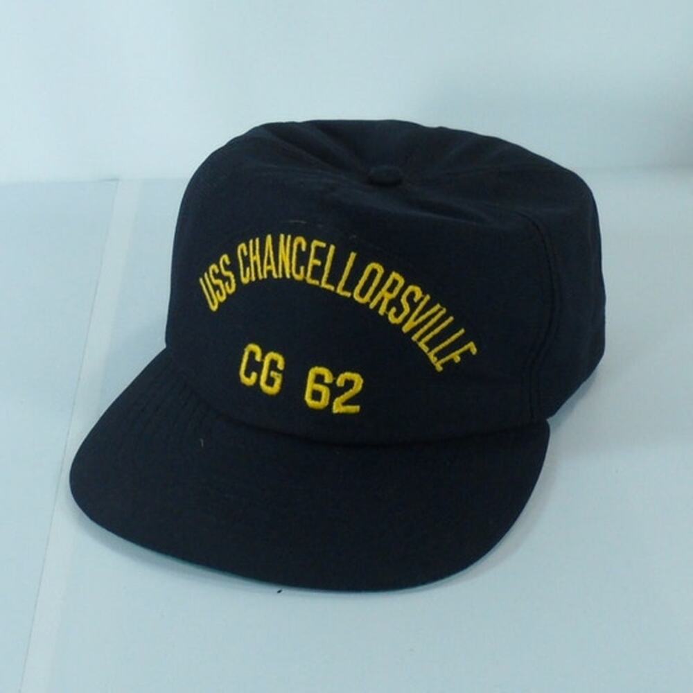 VTG New Era USS Chancellorsville CG 62 US Navy Trucker Snapback Cap Hat USA Blue